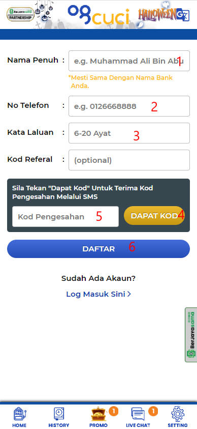 Step 1 - Register at 88CUCI Casino - Part 2