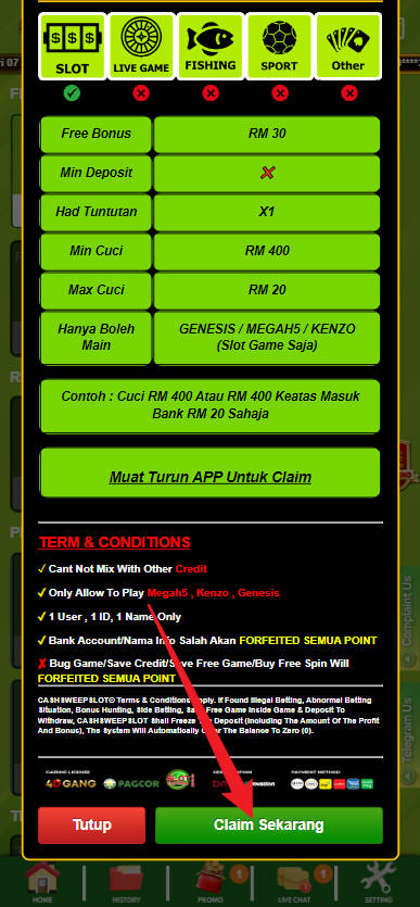 Step 3 - Register at Cashsweep Casino - Free Credit Slot - Part 2