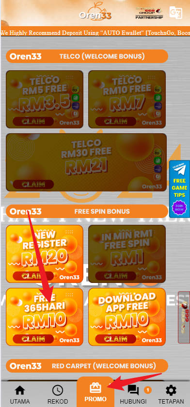 Step 3 - Register at Oren33 Casino - Free Credit 365 - Part 1