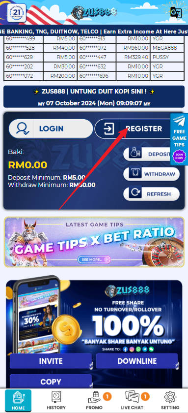 Step 1 - Register at Zus888 Casino - Part 1