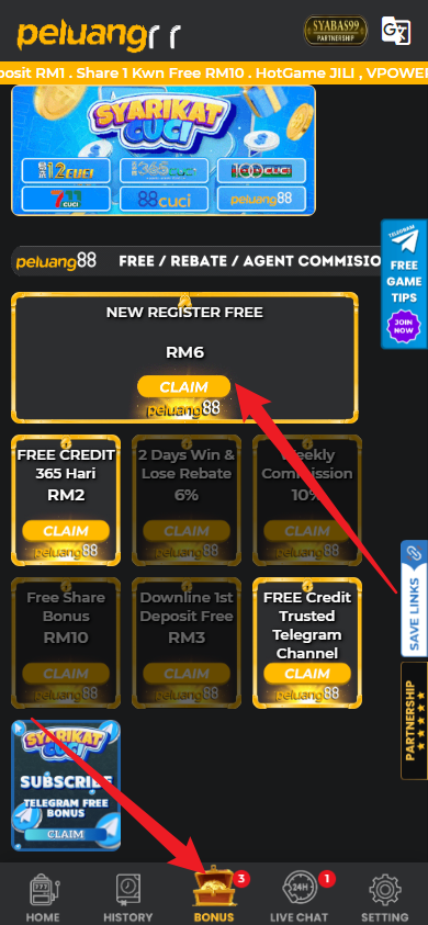 Step 3 - Register at Peluang88 Casino - Free Credit Slot - Part 1