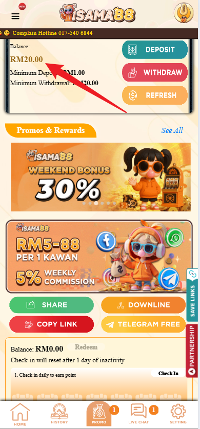 Step 4 - Register at iSama88 Casino - Free Credit 365 - Part 1