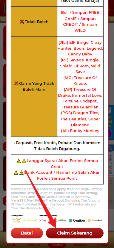Step 3 - Register at Manis33 - Free Credit 365 - Part 2