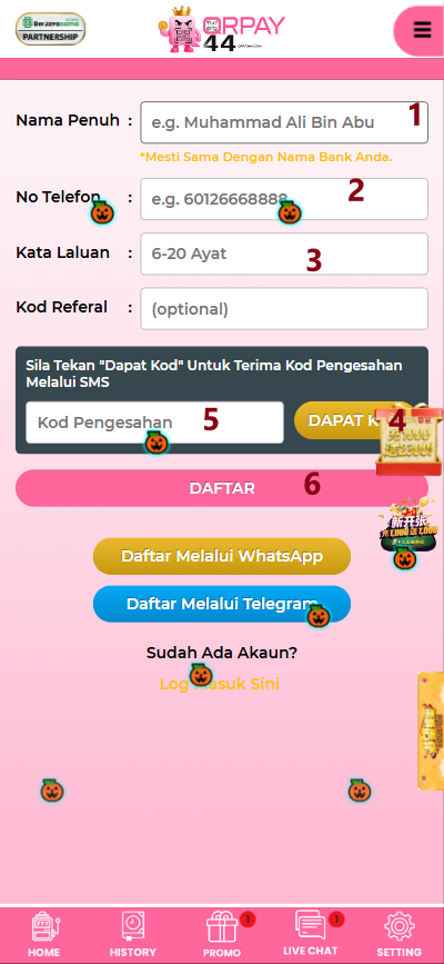 Step 1 - Register at QRPAY44 Casino - Part 2