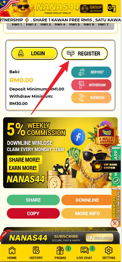Step 1 - Register at Nanas44 Casino - Part 1
