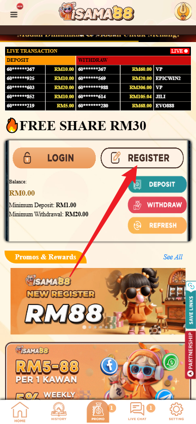 Step 1 - Register at iSama88 Casino - Part 1