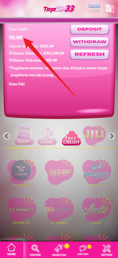 Step 4 - Register at Topup33 Casino - Free credit 365 - Part 1