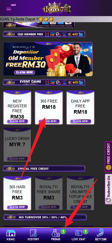 Step 3 - Register at Royal711 Casino - Free Credit 365 - Part 1