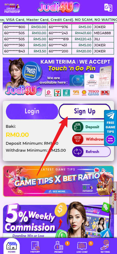 Step 1 - Register at Judi4U Casino - Part 1