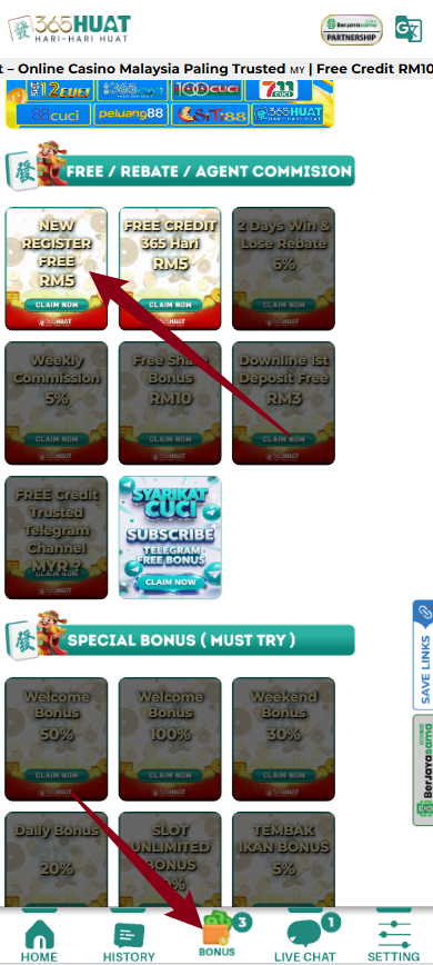 Step 3 - Register at 365Huat Casino - Free Credit Slot - Part 1