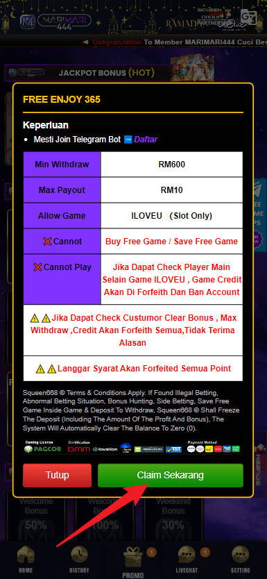 Step 3 - Register at Marimari444 Casino - Free Credit 365 - Part 2