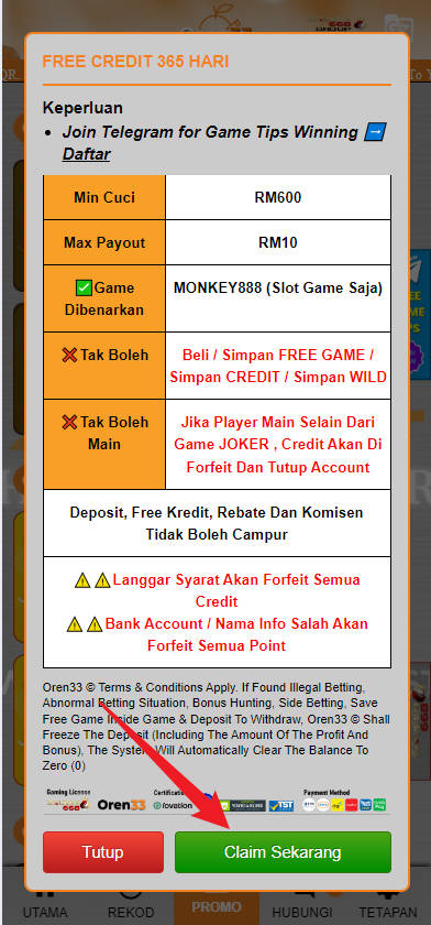 Step 3 - Register at Oren33 Casino - Free Credit 365 - Part 2