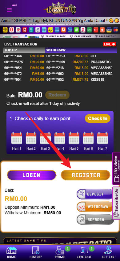 Step 1 - Register at Royal711 Casino - Part 1