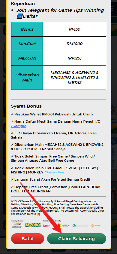 Step 3 - Register at M2Cuci Casino - Free Credit Slot - Part 2