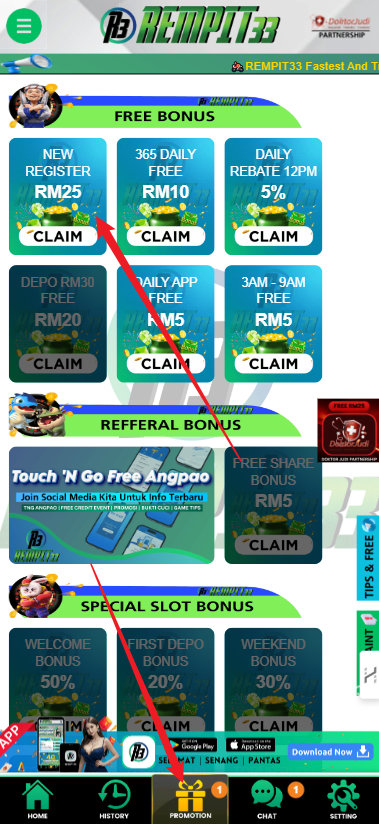 Step 3 - Register at Rempit33 Casino - Free Credit Slot - Part 1