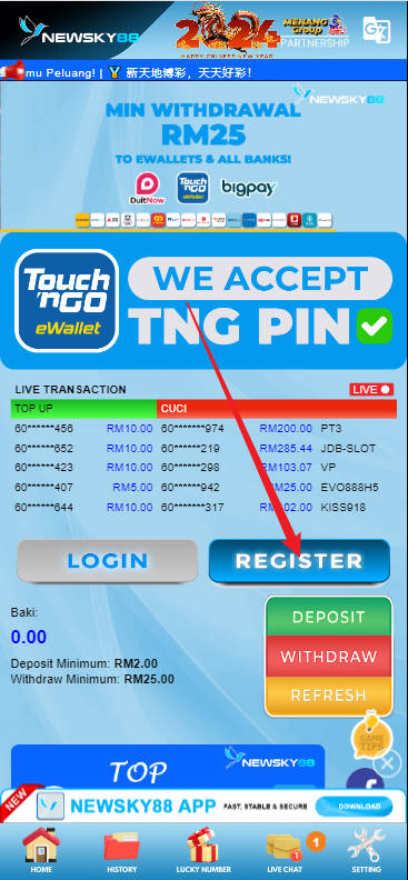 Step 1 - Register at Newsky88 Casino - Part 1