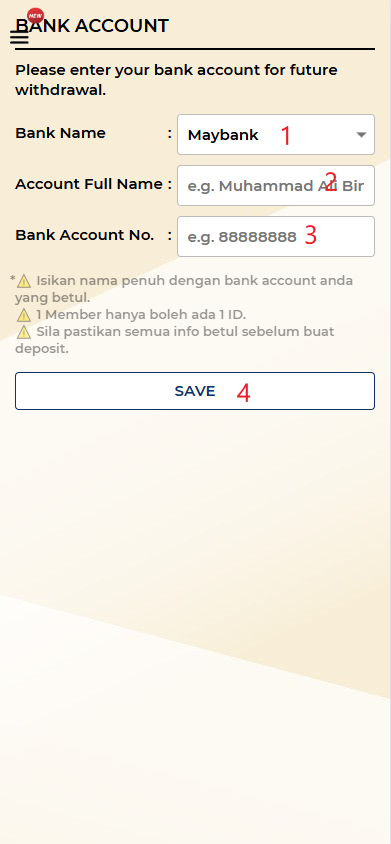 Step 2 - Register at Mahkota8 Casino - Part 1