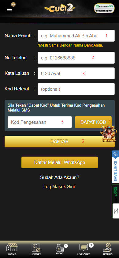 Step 1 - Register at CUCI2 Casino - Part 2