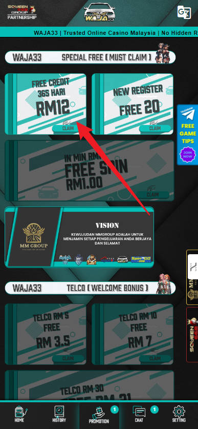 Step 3 - Register at Waja33 Casino - Free Credit 365 - Part 1