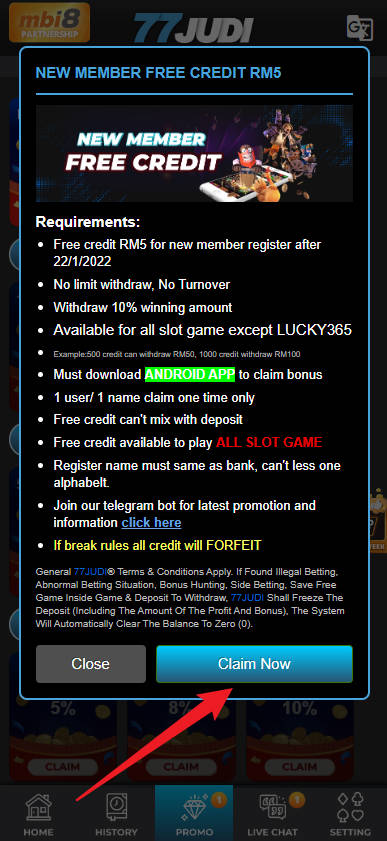 Step 3 - Register at 77Judi Casino - Free Credit Slot - Part 2