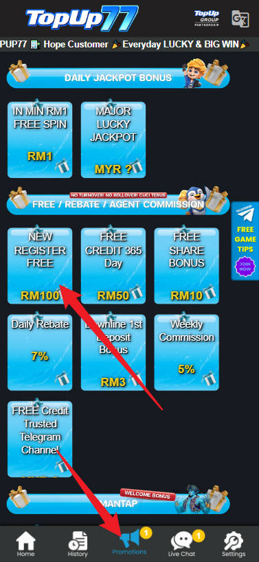 Step 3 - Register at TOPUP77 Casino - Part 1