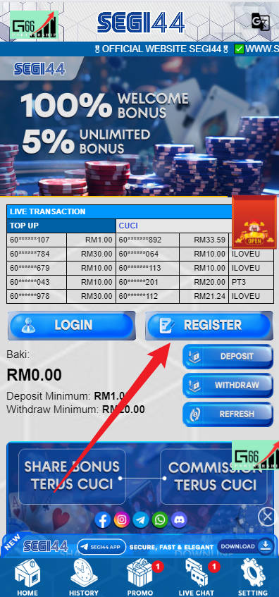 Step 1 - Register at SEGI44 Casino - Part 1