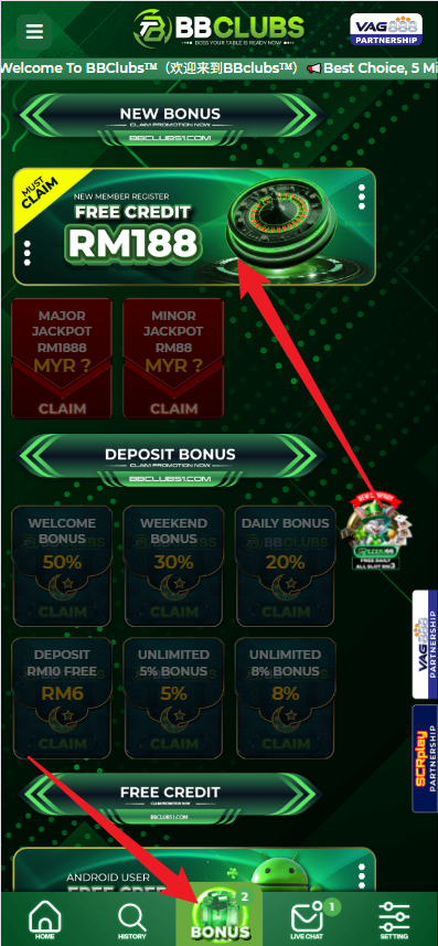 Step 3 - Register at BBCLUBS Casino - Free Credit Slot - Part 1