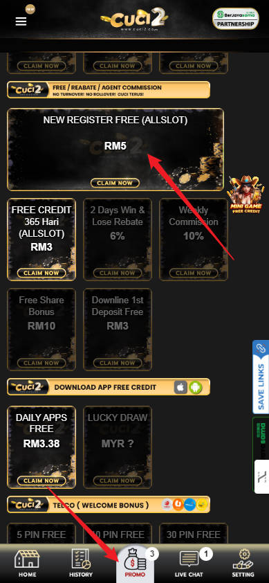 Step 3 - Register at CUCI2 Casino - Free Credit Slot - Part 1