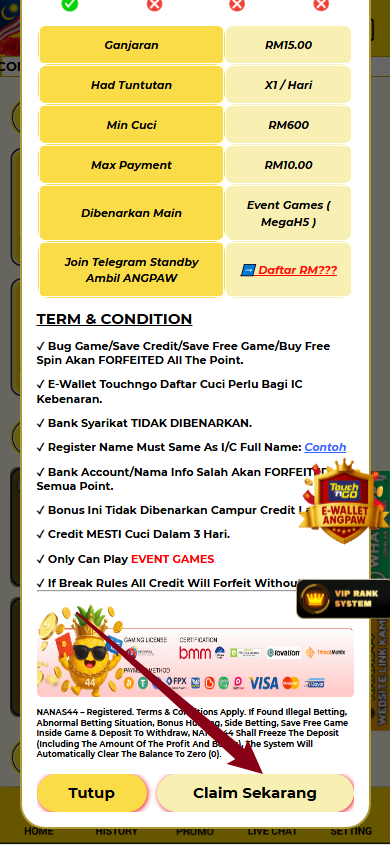 Step 3 - Register at Nanas44 Casino - Free Credit 365 - Part 2