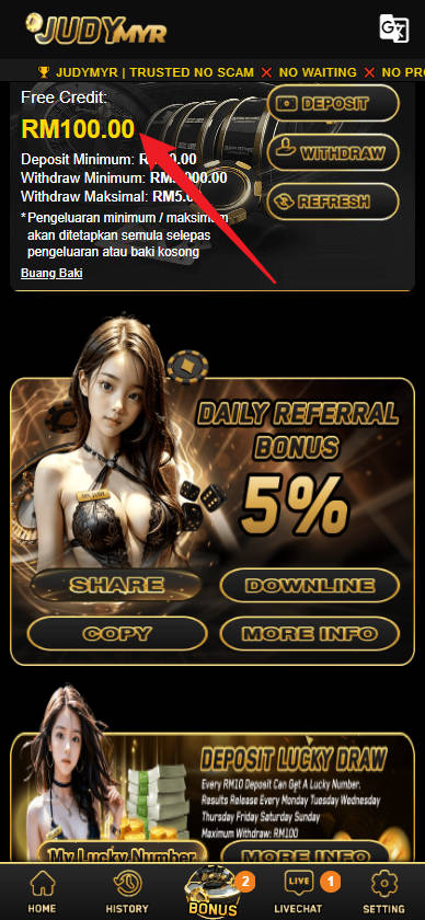 Step 4 - Register at JUDYMYR Casino - Free Credit Slot - Part 1