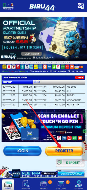 Step 1 - Register at Biru44 Casino - Part 1