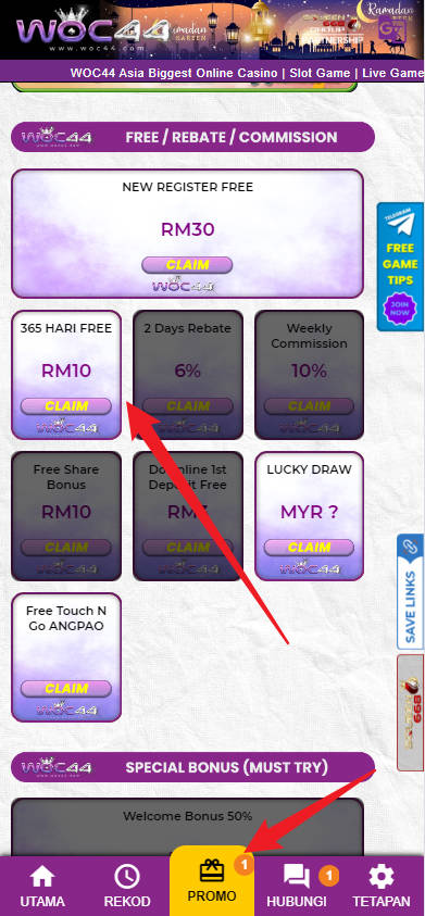 Step 3 - Register at WOC44 Casino - Free Credit 365 - Part 1