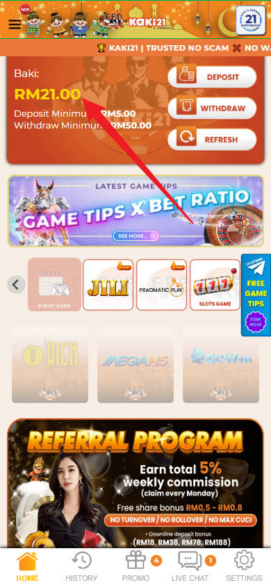 Step 4 - Register at Kaki21 Casino - Part 1