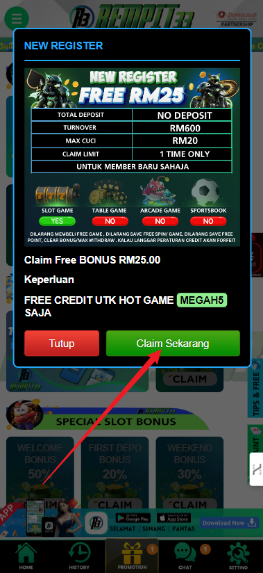 Step 3 - Register at Rempit33 Casino - Free Credit Slot - Part 2