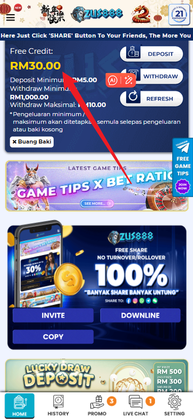 Step 4 - Register at ZUS888 - Free Credit Slot - Part 1