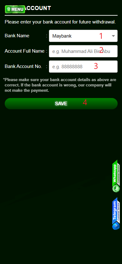 Step 2 - Register at KuatCuci Casino - Part 1