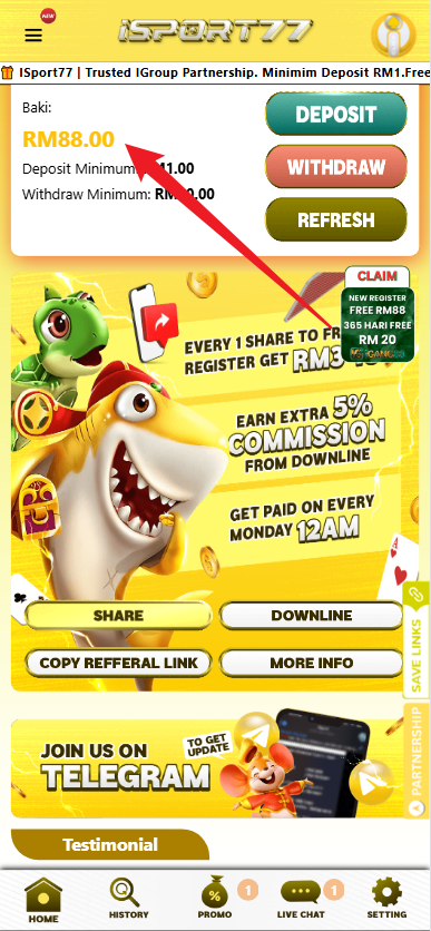 Step 4 - Register at iSport77 Casino - Free Credit Slot - Part 1