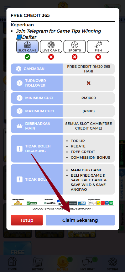 Step 3 - Register at Misai8 Casino - Free Credit 365 - Part 2