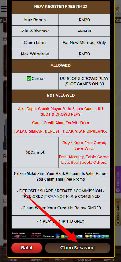 Step 3 - Register at 99Kopitiam Casino - Part 2