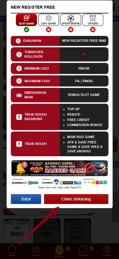 Step 3 - Register at Pepsi777 Casino - Free Credit Slot - Part 2