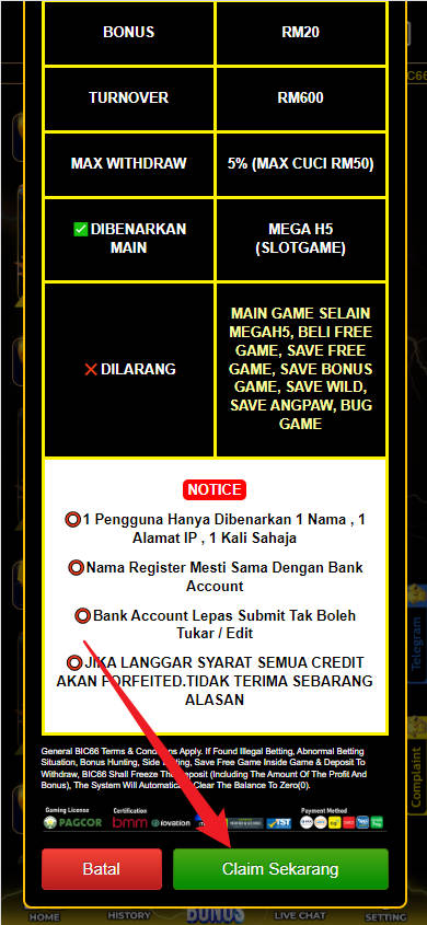 Step 3 - Register at BIC66 Casino - Free Credit Slot - Part 2