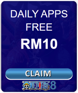 Freecreditrm - OnePiece8 Daily Apps Free RM10 - Banner