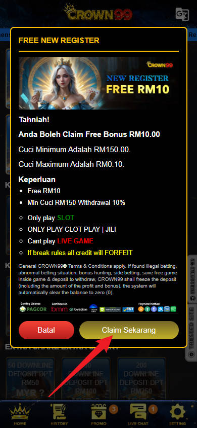 Step 3 - Register at Crown99 Casino - Free Credit Slot - Part 2