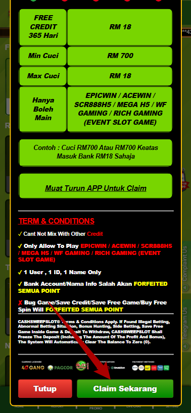 Step 3 - Register at CashSweep Casino - Free Credit 365 - Part 2