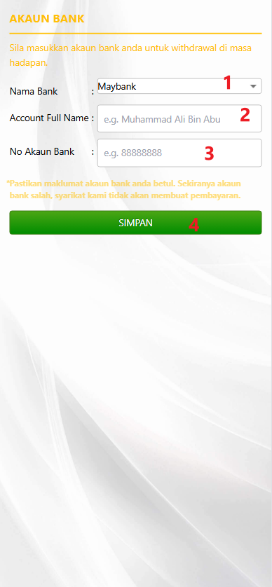 Step 2 - Register at iBayar Casino - Part 1