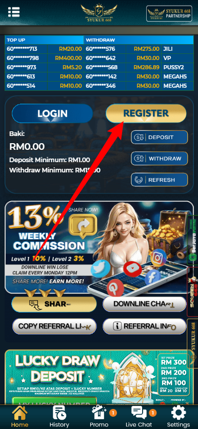 Step 1 - Register at Syukur668 Casino - Part 1