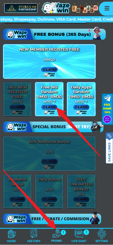 Step 3 - Register at Waze2Win Casino - Free Credit 365 - Part 1