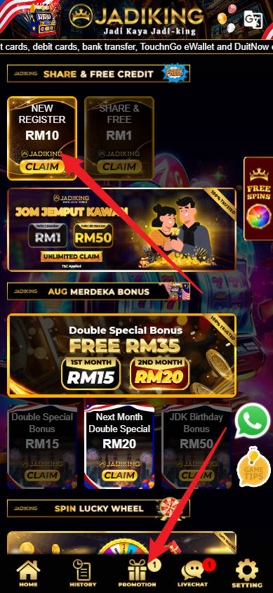 Step 3 - Register at Jadiking88 Casino - Free Credit Slot - Part 1