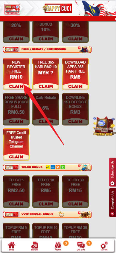 Step 3 - Register at HAPPYCUCI Casino - Part 1