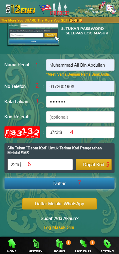 Step 1 - Register at 12Cuci Casino (part 2)